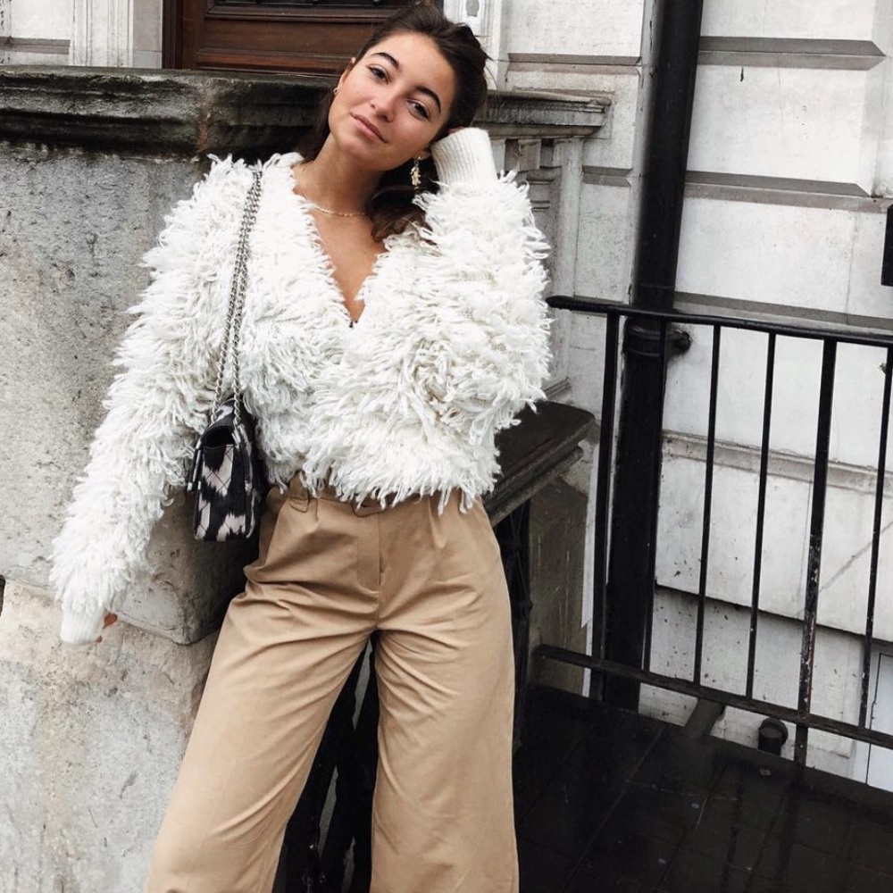 & other stories shaggy wool blend knit cardigan